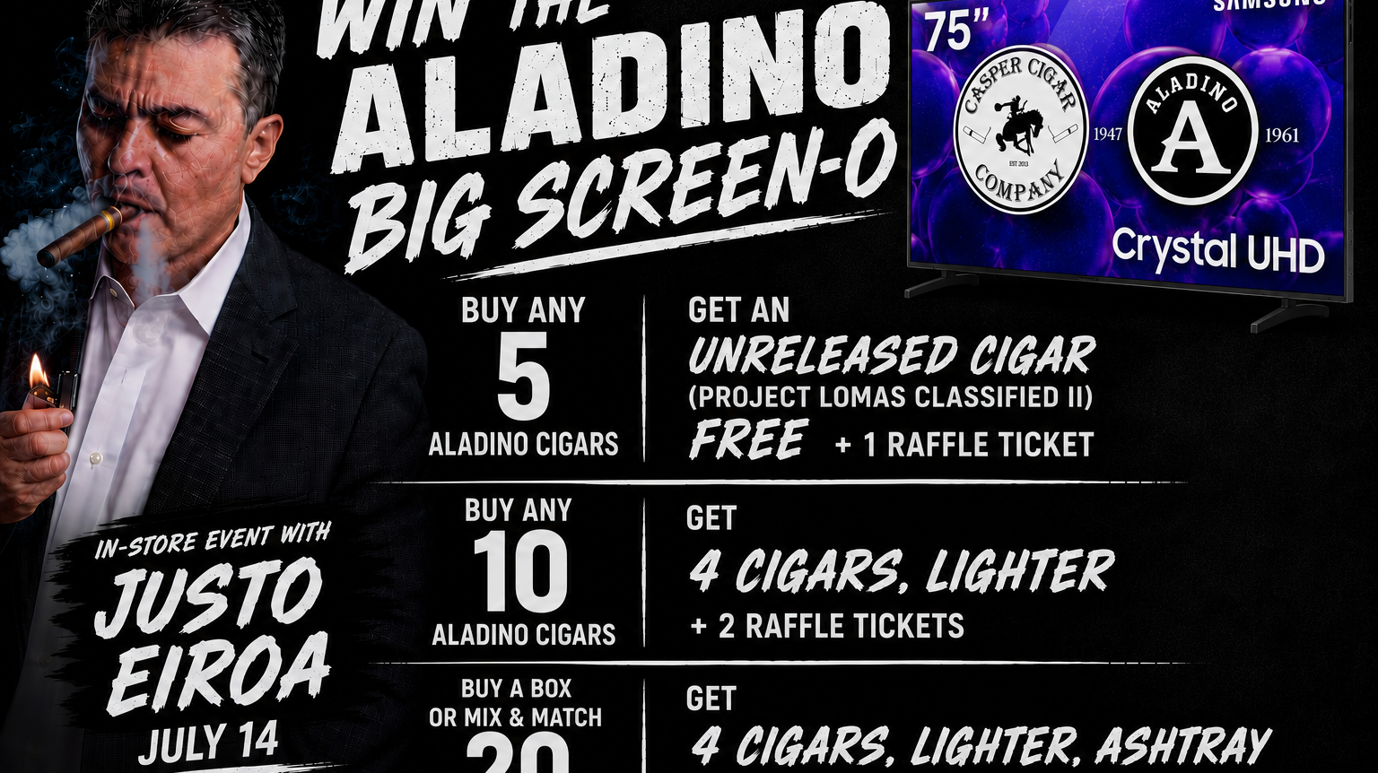 Win The Aladino Big Screen-O July 14!