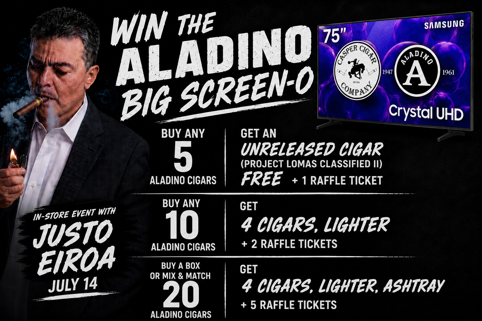 Win The Aladino Big Screen-O July 14!